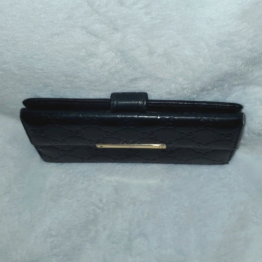 Gucci Black Guccissima Leather Flap Continental Wallet - Picture 6 of 16